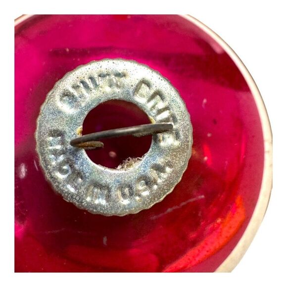 Vintage Shiny Brite Pink & White Striped Glass Christmas Ornaments Set Of 2 Lot - Picture 6 of 6